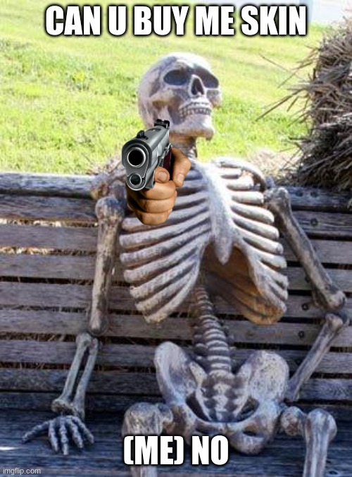 Waiting Skeleton | CAN U BUY ME SKIN; (ME) NO | image tagged in memes,waiting skeleton | made w/ Imgflip meme maker