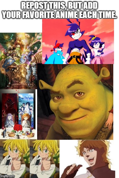 A Re-Repost | image tagged in anime,shrek,favorites,favorite | made w/ Imgflip meme maker