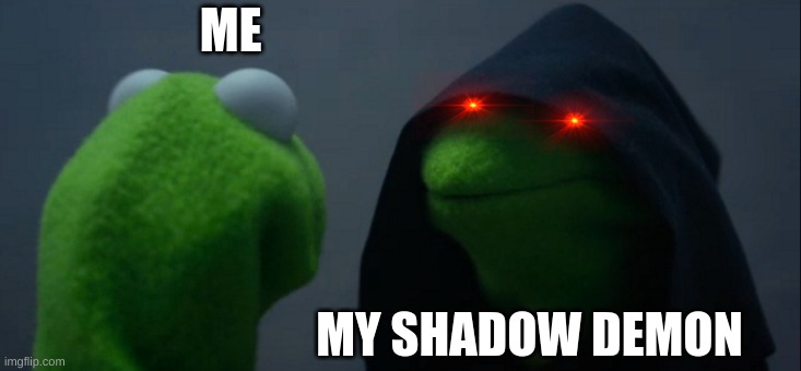 everyone has one | ME; MY SHADOW DEMON | image tagged in memes,evil kermit | made w/ Imgflip meme maker
