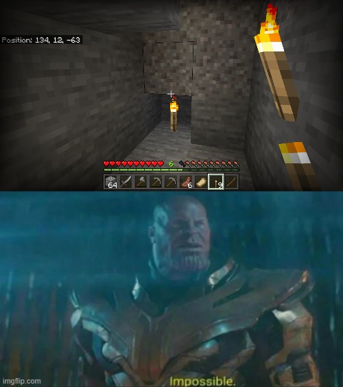 Majick | image tagged in thanos impossible,memes,gaming,minecraft,cursed | made w/ Imgflip meme maker