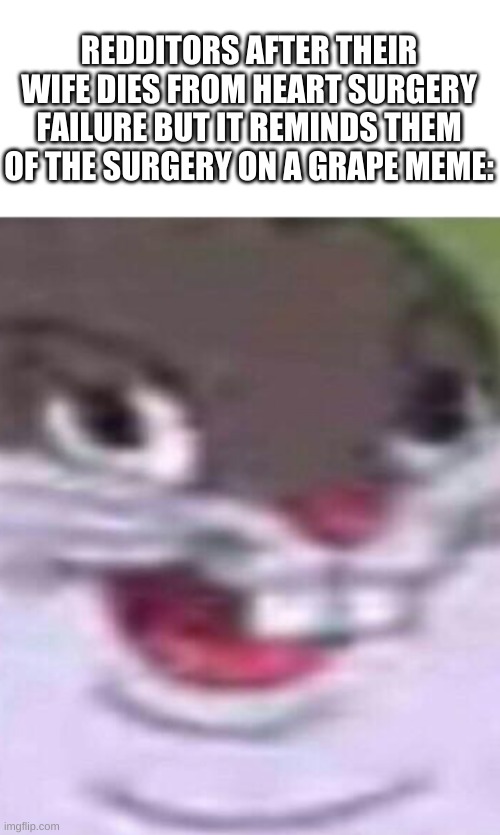 chungus. | REDDITORS AFTER THEIR WIFE DIES FROM HEART SURGERY FAILURE BUT IT REMINDS THEM OF THE SURGERY ON A GRAPE MEME: | image tagged in memes,big chungus | made w/ Imgflip meme maker