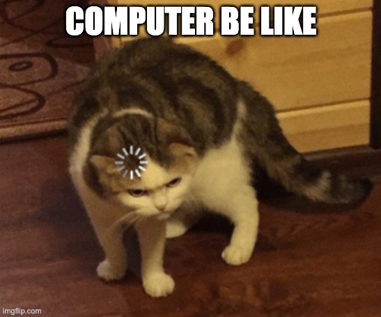 Lag Cat | COMPUTER BE LIKE | image tagged in lag cat | made w/ Imgflip meme maker