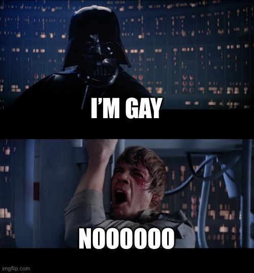 Star Wars No Meme | I’M GAY; NOOOOOO | image tagged in memes,star wars no | made w/ Imgflip meme maker