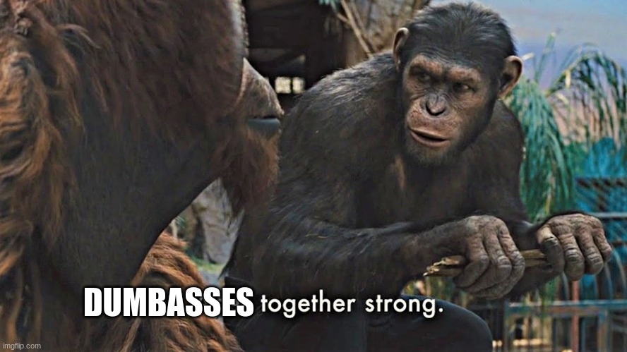 Ape together strong | DUMBASSES | image tagged in ape together strong | made w/ Imgflip meme maker