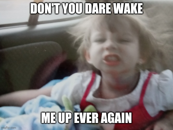 Dont wake me up | DON'T YOU DARE WAKE; ME UP EVER AGAIN | image tagged in dont wake me up girl | made w/ Imgflip meme maker