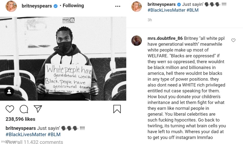 Liberals do anything for attention | image tagged in blm,britney spears,nuts,oppression,white privilege,liberal logic | made w/ Imgflip meme maker