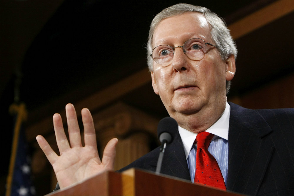 mitch mcconnell coming out  with his hands up Blank Meme Template