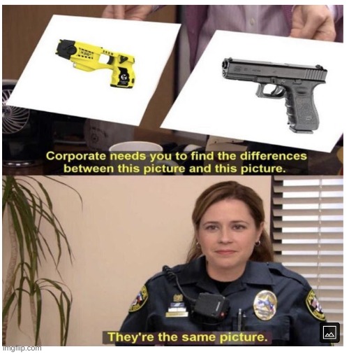 taser | image tagged in they're the same picture | made w/ Imgflip meme maker