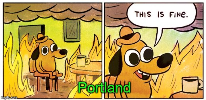 This Is Fine | Portland | image tagged in memes,this is fine | made w/ Imgflip meme maker