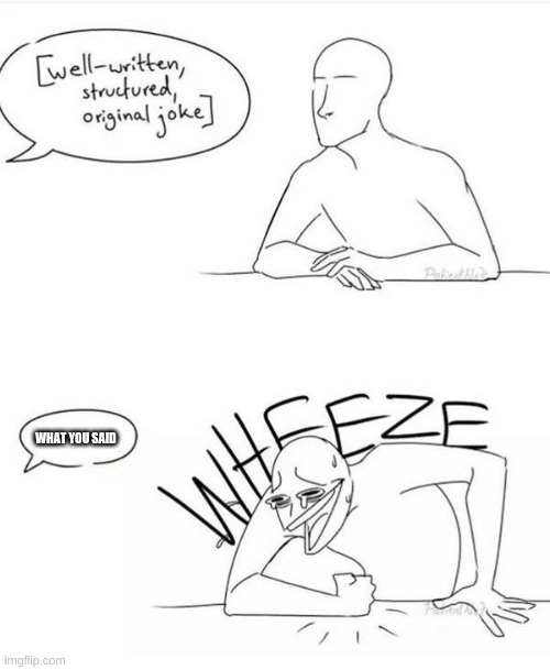 W H E E Z E | WHAT YOU SAID | image tagged in w h e e z e | made w/ Imgflip meme maker