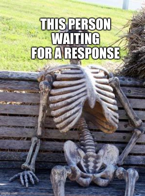 Waiting Skeleton Meme | THIS PERSON WAITING FOR A RESPONSE | image tagged in memes,waiting skeleton | made w/ Imgflip meme maker