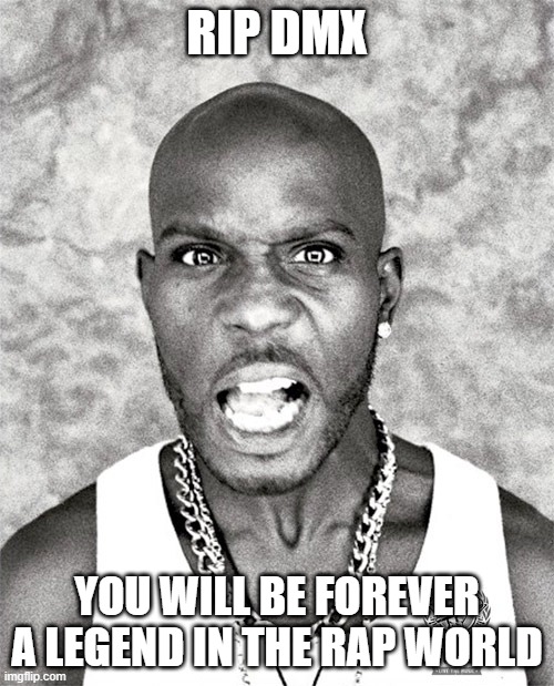 DMX Yell | RIP DMX; YOU WILL BE FOREVER A LEGEND IN THE RAP WORLD | image tagged in dmx yell | made w/ Imgflip meme maker