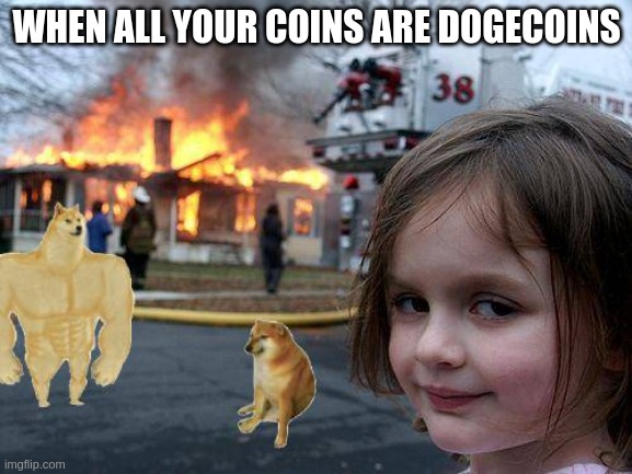 When all your coins are dogecoins | WHEN ALL YOUR COINS ARE DOGECOINS | image tagged in dogecoin,cryptocurrency,happy 420 | made w/ Imgflip meme maker