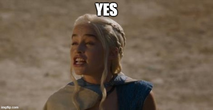 Daenerys derp | YES | image tagged in daenerys derp | made w/ Imgflip meme maker