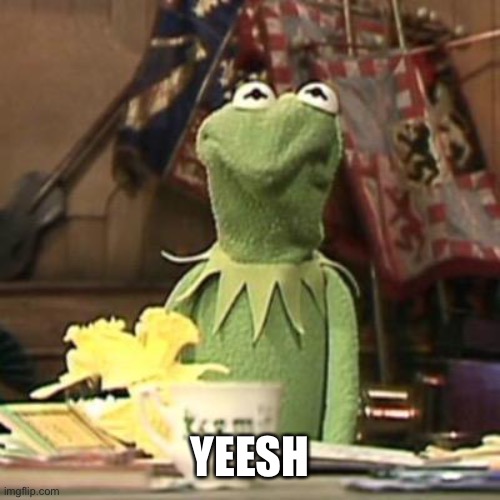 Kermit yeesh face | YEESH | image tagged in kermit yeesh face | made w/ Imgflip meme maker