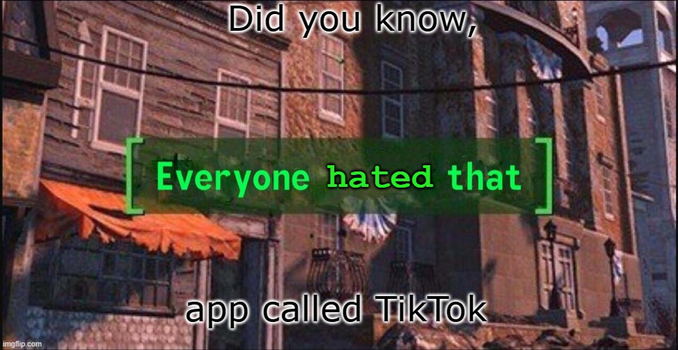 Whoever said that is 100% unfalse | Did you know, hated; app called TikTok | image tagged in everyone ___ that | made w/ Imgflip meme maker