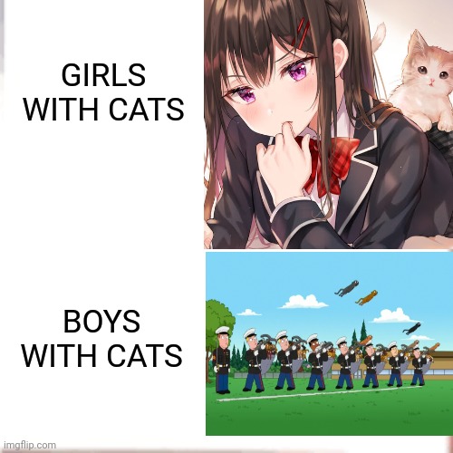 Cats | GIRLS WITH CATS; BOYS WITH CATS | image tagged in cats | made w/ Imgflip meme maker