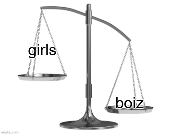 Fair and Un-Balanced | girls boiz | image tagged in fair and un-balanced | made w/ Imgflip meme maker