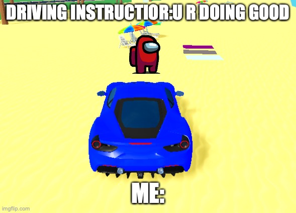 driving runnover | DRIVING INSTRUCTIOR:U R DOING GOOD; ME: | image tagged in memes | made w/ Imgflip meme maker