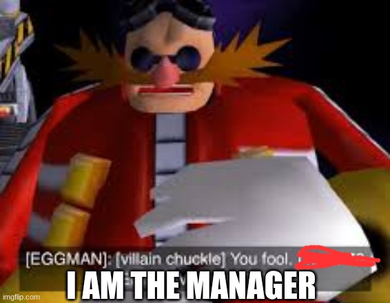 Eggman Alternative Accounts | I AM THE MANAGER | image tagged in eggman alternative accounts | made w/ Imgflip meme maker