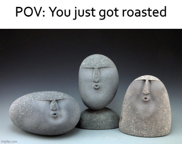 haha | POV: You just got roasted | image tagged in stones faces,ahhhhhhhhhhhhh | made w/ Imgflip meme maker