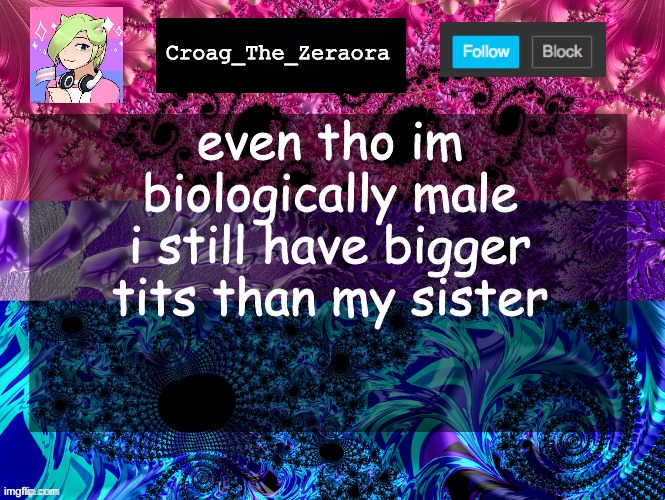 Announcement Template | even tho im biologically male i still have bigger tits than my sister | image tagged in announcement template | made w/ Imgflip meme maker