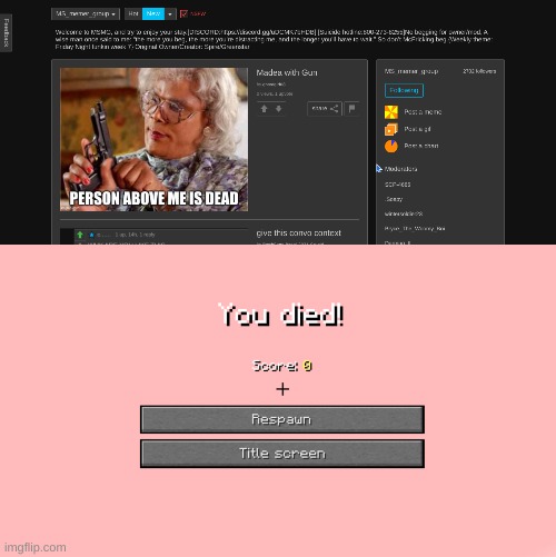 image tagged in minecraft death screen | made w/ Imgflip meme maker