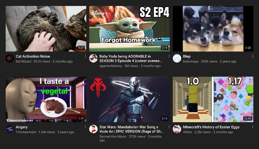 My YouTube recommendations | image tagged in youtube | made w/ Imgflip meme maker