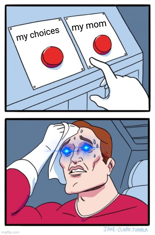 Two Buttons Meme | my choices my mom | image tagged in memes,two buttons | made w/ Imgflip meme maker