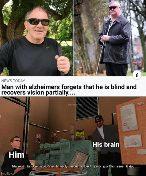 *Insert title* | image tagged in blind,vision,lol,brain,memes,see | made w/ Imgflip meme maker