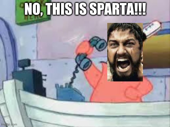 THIS IS SPARTA!!! | NO, THIS IS SPARTA!!! | image tagged in no this is patrick | made w/ Imgflip meme maker