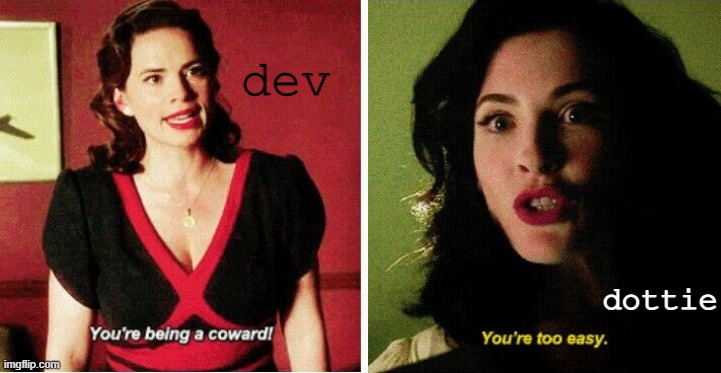 edit for dottie | dev; dottie | made w/ Imgflip meme maker