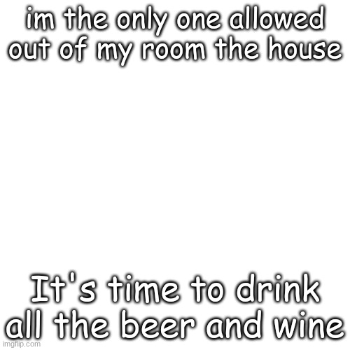 They'll never know | I'm the only one allowed out of my room the house; It's time to drink all the beer and wine | made w/ Imgflip meme maker