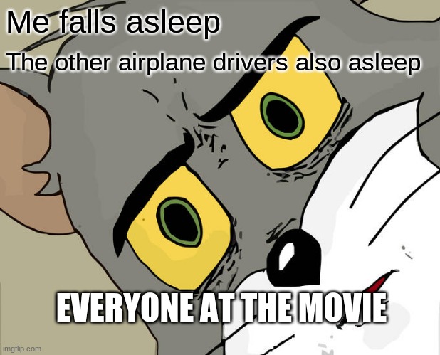 Unsettled Tom Meme | Me falls asleep; The other airplane drivers also asleep; EVERYONE AT THE MOVIE | image tagged in memes,unsettled tom | made w/ Imgflip meme maker
