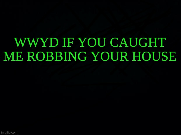 Black with green Typing | WWYD IF YOU CAUGHT ME ROBBING YOUR HOUSE | image tagged in black with green typing | made w/ Imgflip meme maker