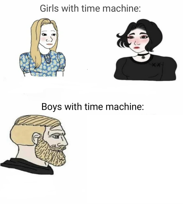 Boy time machine vs girls time machine Blank Meme Template