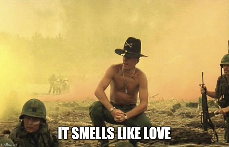 Smells like victory | IT SMELLS LIKE LOVE | image tagged in smells like victory | made w/ Imgflip meme maker