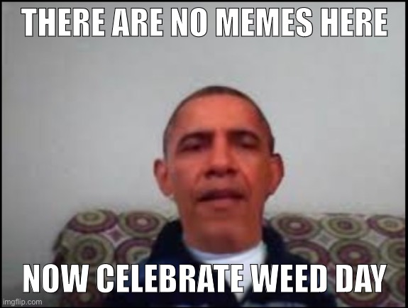 There is no meme | THERE ARE NO MEMES HERE; NOW CELEBRATE WEED DAY | image tagged in there is no meme | made w/ Imgflip meme maker