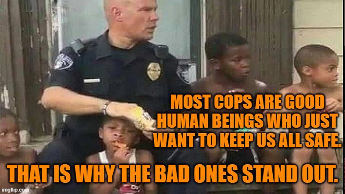 Let's Stand Up For The Good Ones. | MOST COPS ARE GOOD HUMAN BEINGS WHO JUST WANT TO KEEP US ALL SAFE. THAT IS WHY THE BAD ONES STAND OUT. | image tagged in politics | made w/ Imgflip meme maker