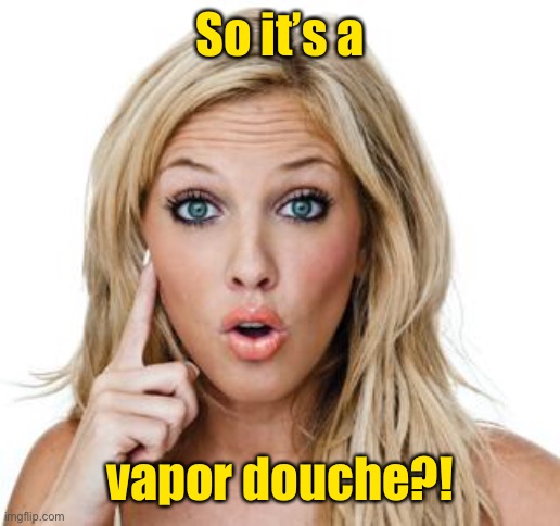 Dumb blonde | So it’s a vapor douche?! | image tagged in dumb blonde | made w/ Imgflip meme maker