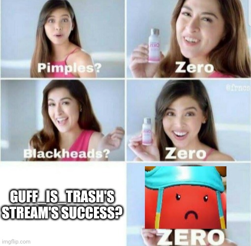We can all agree that so far | GUFF_IS_TRASH'S STREAM'S SUCCESS? | image tagged in zero,guff is cool | made w/ Imgflip meme maker