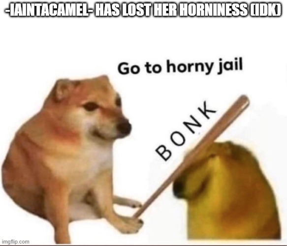 Bonk-Go-To-Horny-Jail | -IAINTACAMEL- HAS LOST HER HORNINESS (IDK) | image tagged in bonk-go-to-horny-jail | made w/ Imgflip meme maker