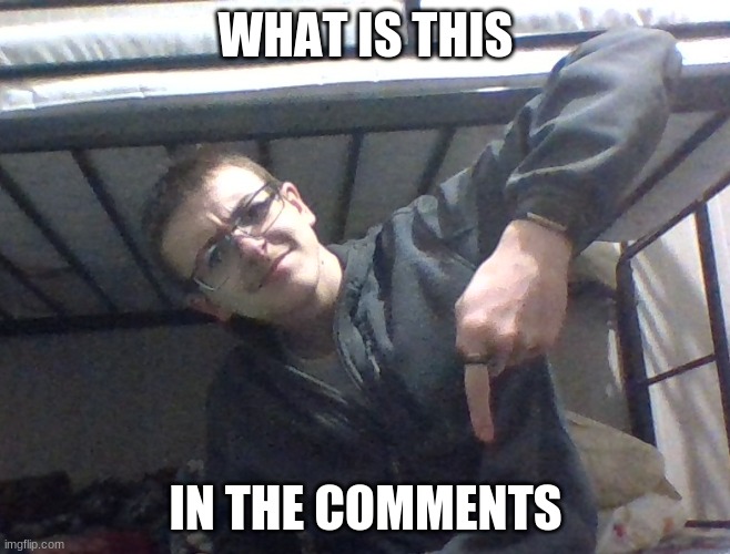 go to comments | WHAT IS THIS; IN THE COMMENTS | image tagged in what is this below me | made w/ Imgflip meme maker