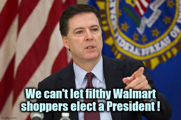 FBI DIRECTOR JAMES COMEY | We can't let filthy Walmart shoppers elect a President ! | image tagged in fbi director james comey | made w/ Imgflip meme maker