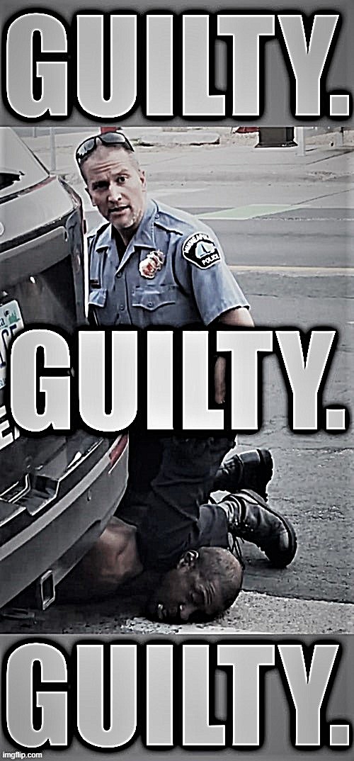 Guilty on all 3 counts. Derek Chauvin is what we said he was: A murderer. | image tagged in george floyd,murder,murderer,black lives matter,blm,guilty | made w/ Imgflip meme maker