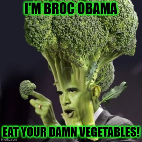 I'M BROC OBAMA EAT YOUR DAMN VEGETABLES! | made w/ Imgflip meme maker