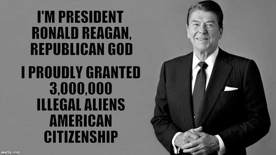 Ronald Reagan grants 3,000,000 illegals citizenship | image tagged in ronald reagan grants 3 000 000 illegals citizenship | made w/ Imgflip meme maker