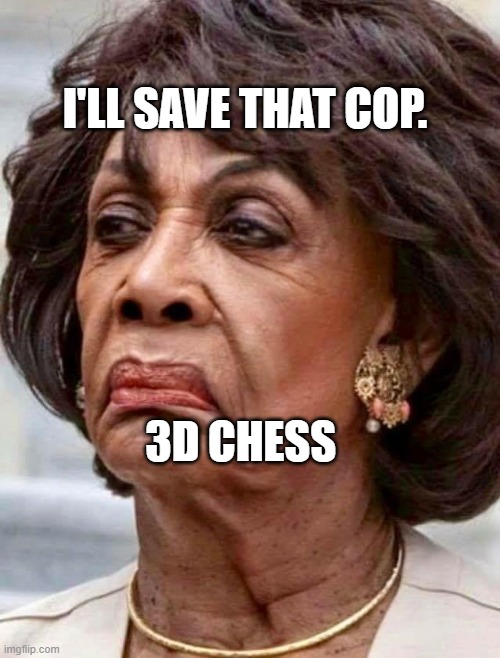 Maxine Waters | I'LL SAVE THAT COP. 3D CHESS | image tagged in maxine waters | made w/ Imgflip meme maker