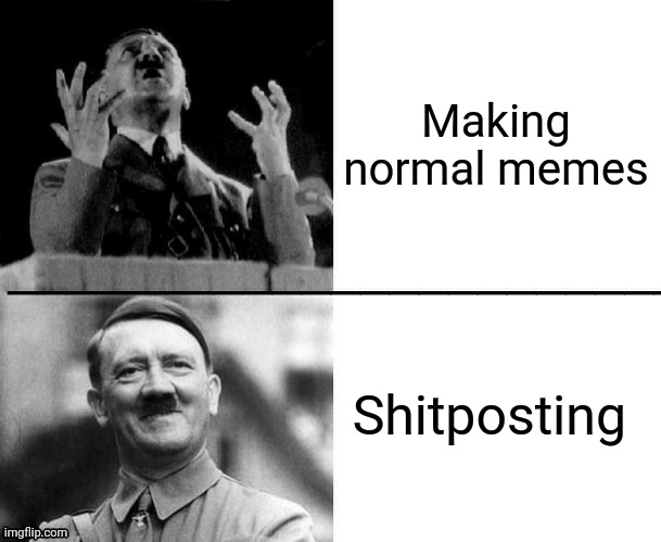 Hitler hotline bling | Making normal memes; Shitposting | image tagged in hitler hotline bling | made w/ Imgflip meme maker