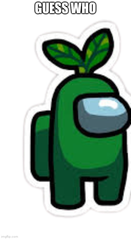 green crewmate with sprout | GUESS WHO | image tagged in green crewmate with sprout | made w/ Imgflip meme maker